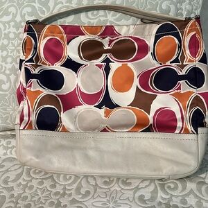COACH D1376-F23282 Park Hand Drawn Scarf Print and leather Hobo purse